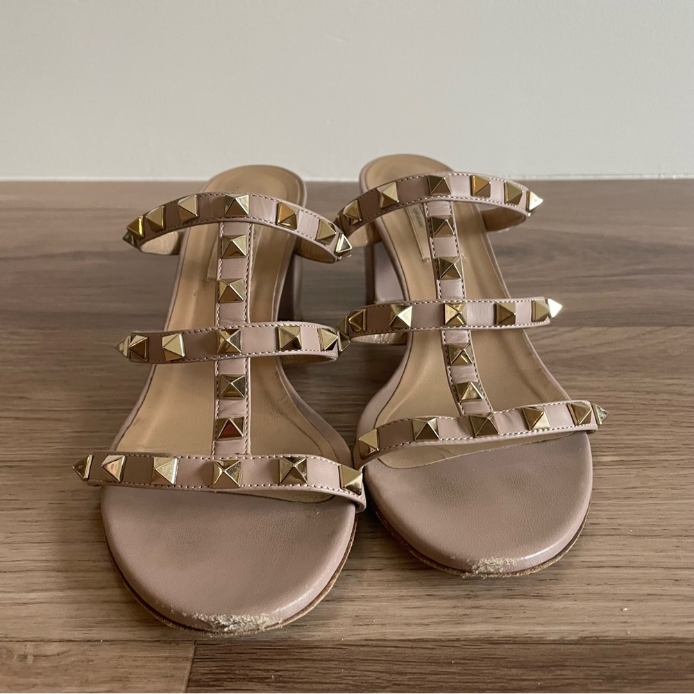 Valentino Garavani Rockstud 60MM Metallic Calfskin Leather Slide Sandals - Picture 5 of 5